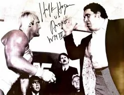 Hogan's Beach Shop Hulk Hogan & Andre Black & White Autographed 18x24