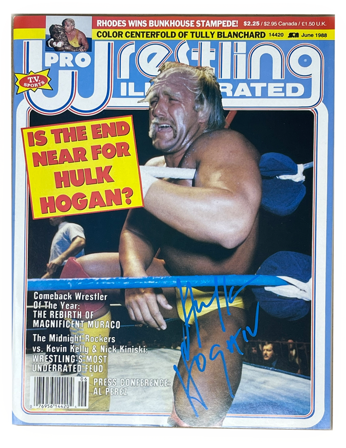 Hogan's Beach Shop Pro Wrestling Illustrated PWI Magazine June 1988 Hulk Hogan Tully Blanchard Autographed