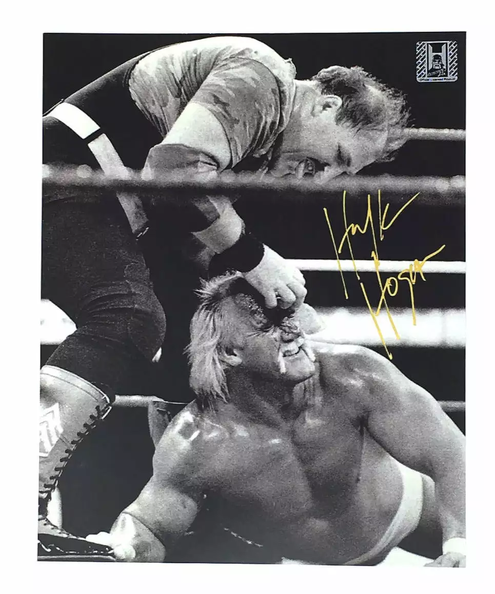 Hogan's Beach Shop Hulk Hogan Signed Sgt. Slaughter And Hogan Photo