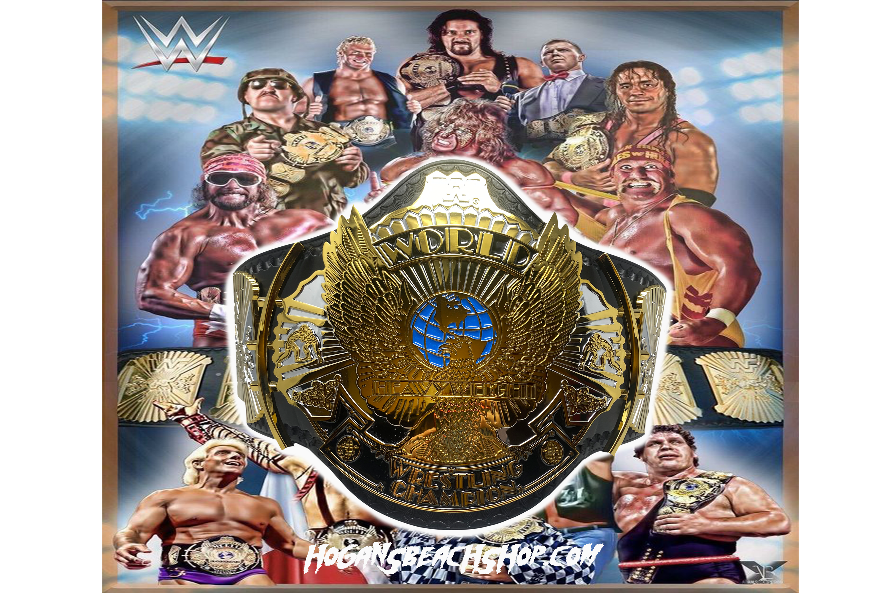 Hogan's Beach Shop WWE Winged Eagle Dual Plated Championship Replica Title Signed - Image 2