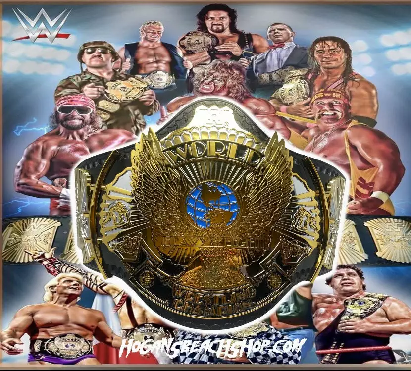 Hogan's Beach Shop WWE Winged Eagle Dual Plated Championship Replica Title Signed - Image 4